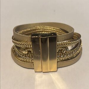 White House Black Market Gold and Tan Bracelet